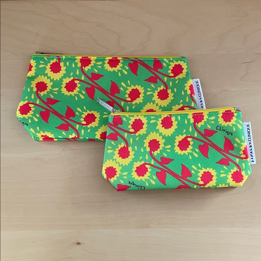 Clinique Sunflower Patterned Make Up bag Cosmetic bag